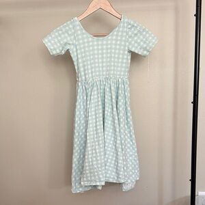 Adorable Kids Dress in Light Blue Checkered Pattern